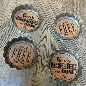 NWT Beer Cup/ Metal/Cork Trivets set of 4